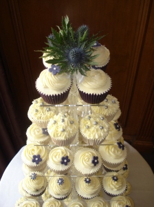 Tower of thistle themed cupcakes